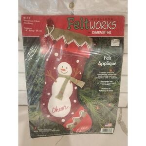 Dimensions-Feltworks-#8137-Snowman‎ Cheer Stocking-New-Sealed package-2005 NOS